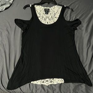 Hot Topic Midnight Hour Black Cold Shoulder Tank w/ Crotched Back Size Small